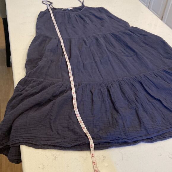 Xirena Ali Dress 100% Cotton Gauze Blue Navy Cami Tiered Dress with Pockets Sm - Picture 5 of 9